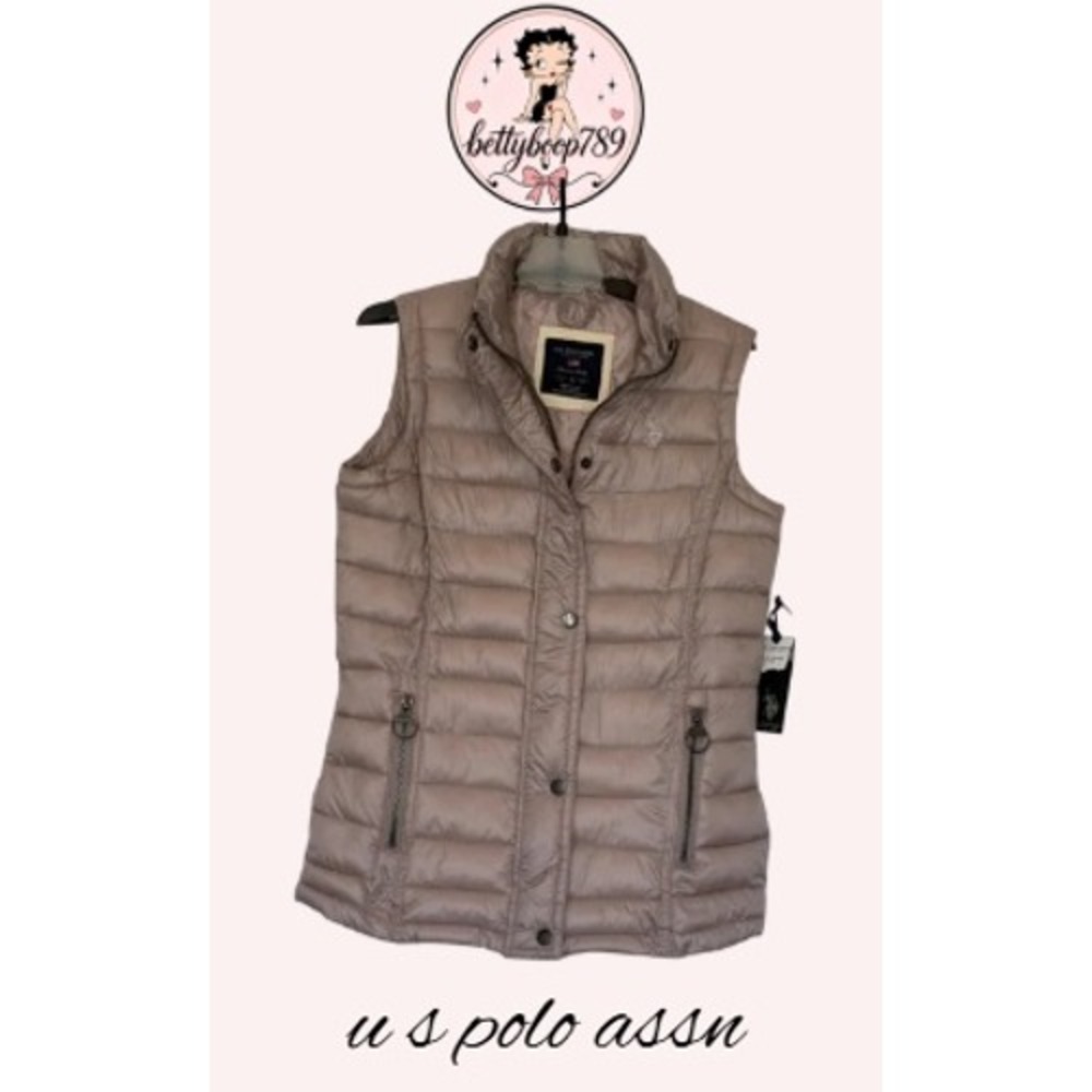 US Polo Assn Womens Pearl Quilted Puffer Vest Snap Zip Small 015108N5 NEW - Picture 1 of 8